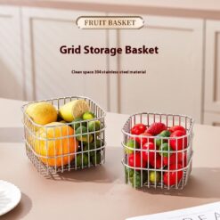 Household Kitchen Fruit Storage Draining Basket Rack