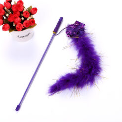 Interactive Cat Teasing Stick Sparkly Feather Ball Tease Toy