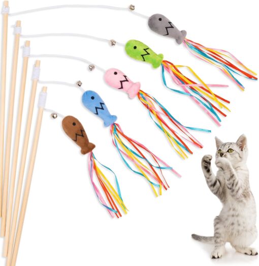 Interactive Cat Wand Bell Teaser String Plush Toy