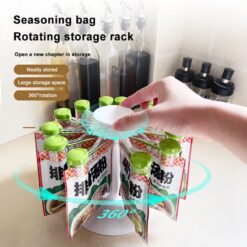 Multifunction 360° Rotating Kitchen Spice Bag Storage Rack