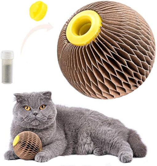 Corrugated Paper Catnip Cat Refillable Scratcher Ball Toy