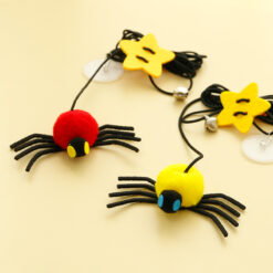 Swinging Hanging Elastic Rope Feather Stick Bell Spider Pet Toy