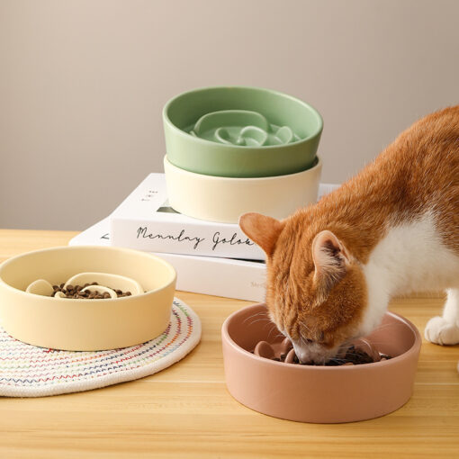 Durable Ceramic Pet Slow Food Feeder Bowl - Image 7