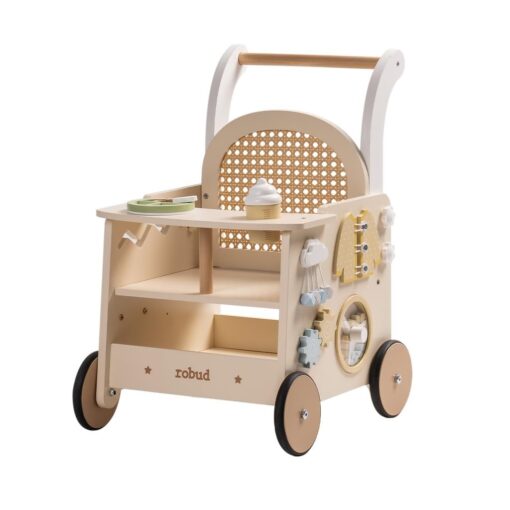 Adjustable Speed Baby Push Walker Wooden Strollers Toy