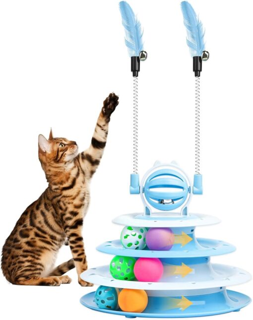 Multi-functional Cat Puzzle Ball Track Feather Toy