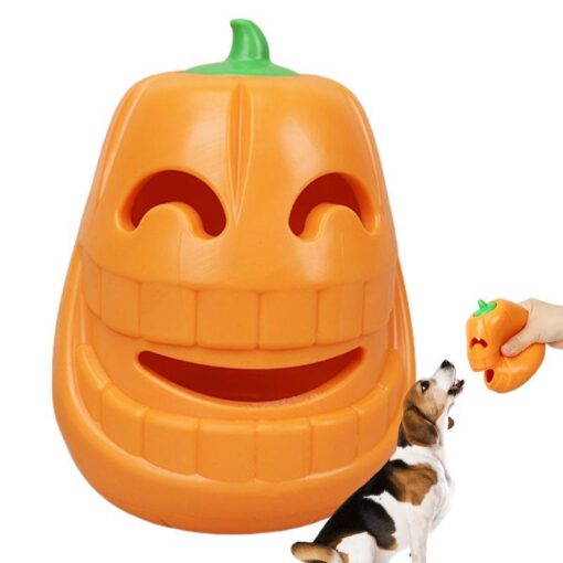 Interactive Pumpkin Shape Treat-Dispensing Tough Chew Toy