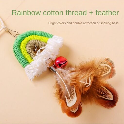 Feather Rope Rainbow Swing Buckle Cat-teasing Stick Toy