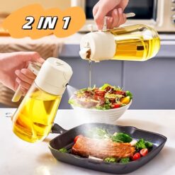 2 In 1 Glass Kitchen Oil Bottle Sprayer Dispenser