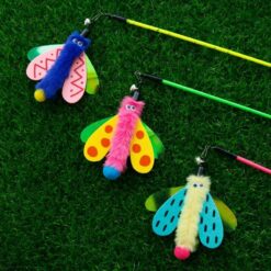 Interactive Dragonfly Cat Wand Stick Bell Teaser Toy