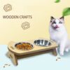 Wooden Pet Neck Protection Food Water Feeder Bowl