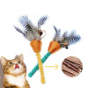 Interactive Wear-resistant Wood Feather Stick Cat Toy