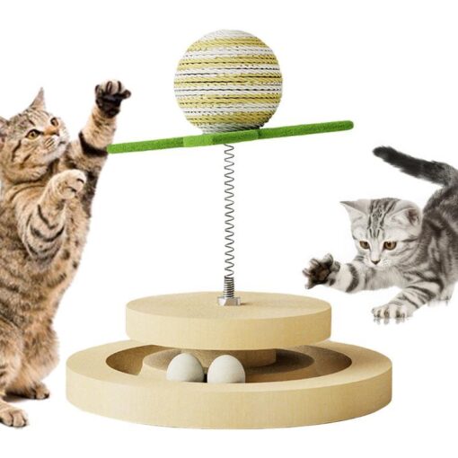 Multifunctional Turntable Cat Springs Natural Sisal Scratching Toy