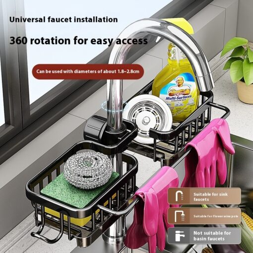 Multifunctional Kitchen Aluminum Hanging Faucet Rack