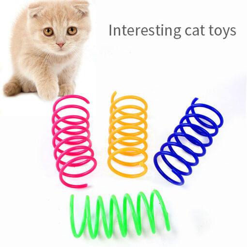 Interactive Cat Heavy Gauge Colorful Coil Spiral Spring Toy