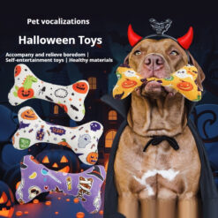 Durable Cotton Rope Voice Pet Halloween Bone Plush Toy